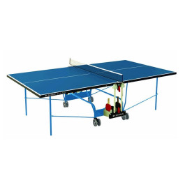 Schildkröt Space-Tec Outdoor - normal hingestellte blaue Tischtennisplatte in Gesamtansicht