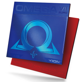Xiom Omega VII Euro - Produktbild mit Belag und Verpackung