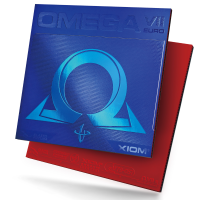 Xiom Omega VII Euro - Produktbild mit Belag und Verpackung